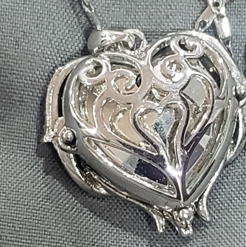 Angel Wings Love Silver White Zircon Sky Blue Crystal Pendant Necklace - Picture 8 of 13